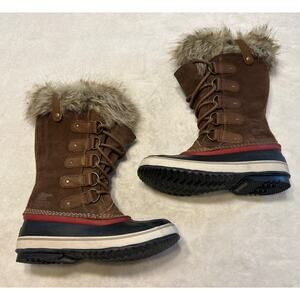 Sorel Boots Women’s Size 7 Brown Joan Of Artic Leather Winter Fur Waterproof